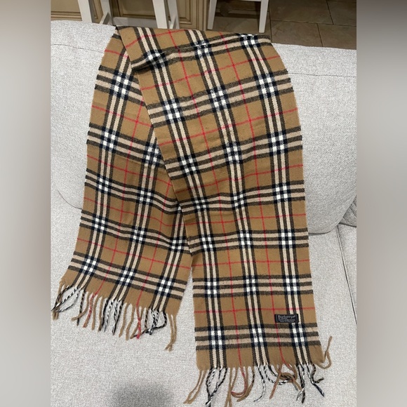 BURBERRYS 100% Lambswool Scarf Navy Vintage - Picture 4 of 5